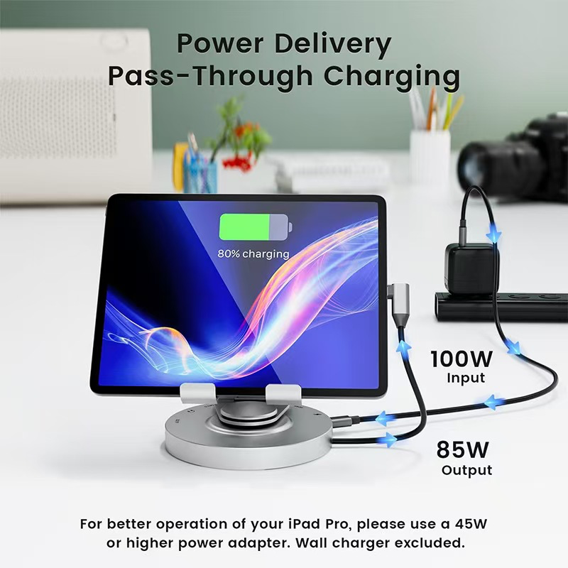 8-in-1 AUFULA docking hub with 360° rotation, USB-C, 4K HDMI, and data transfer speeds up to 5Gbps