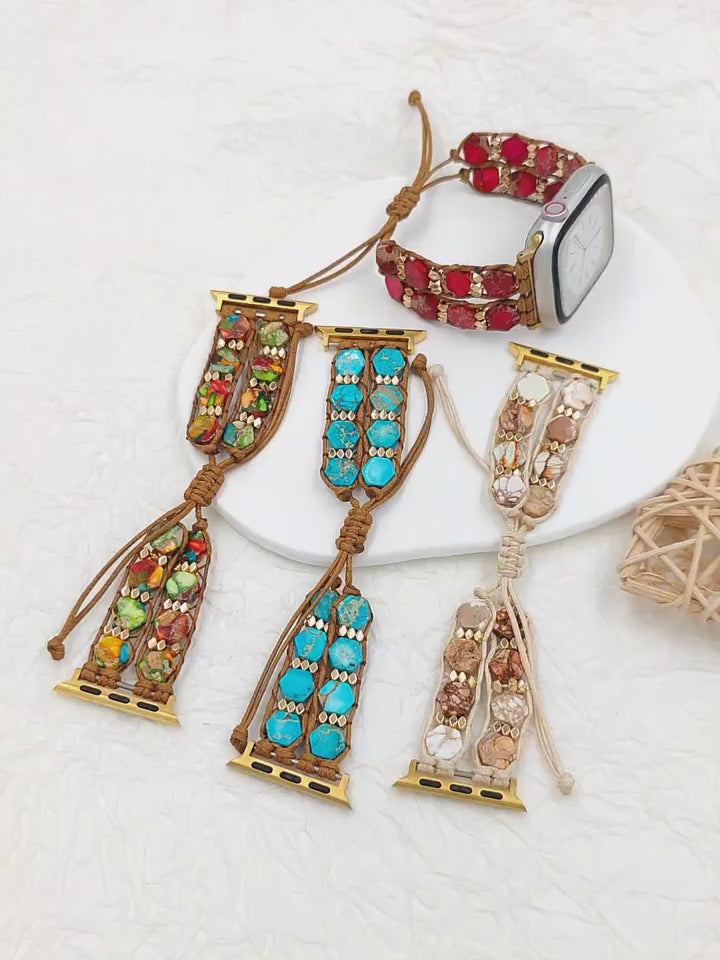 Stone Beaded Apple Watch Strap – Boho Hippie Bracelet Band | BeezSpeed