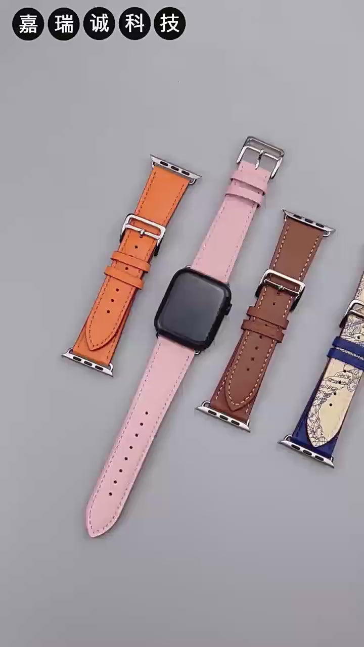 Genuine Leather Apple Watch Band Stainless Steel Buckle – 1–10 & SE | Intro