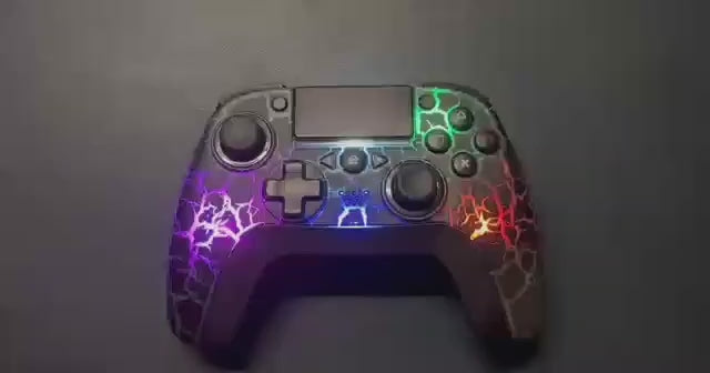 Wireless RGB Gaming Controller for PS4 with 8 LED Lights - Bluetooth-Compatible