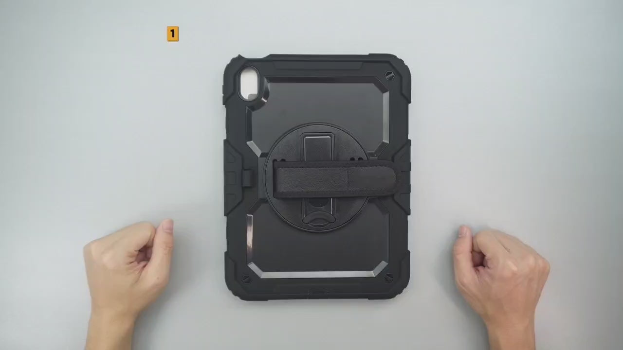 Robustrion iPad 10.2 Armor Case with 360° Rotating Hand Strap for Full Protection
