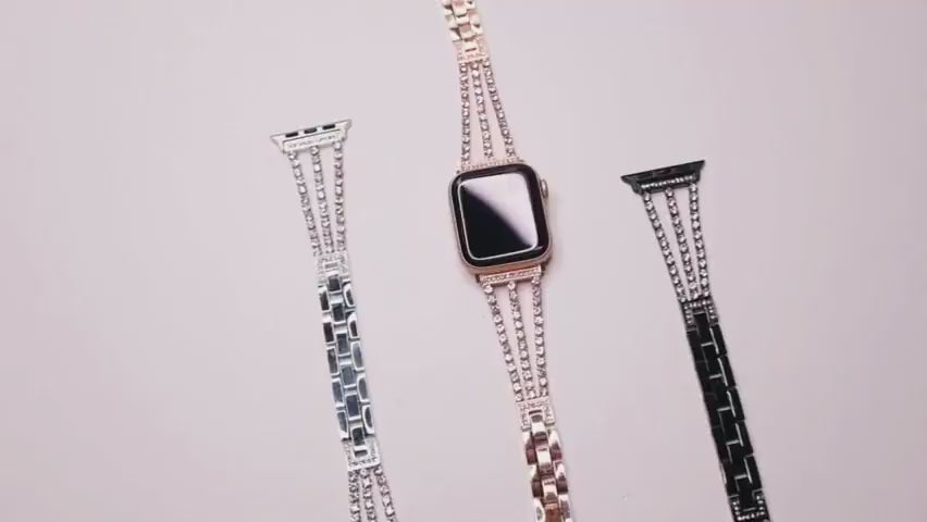 Bling Diamond Apple Watch Strap – Stainless Steel Rhinestone | Intro