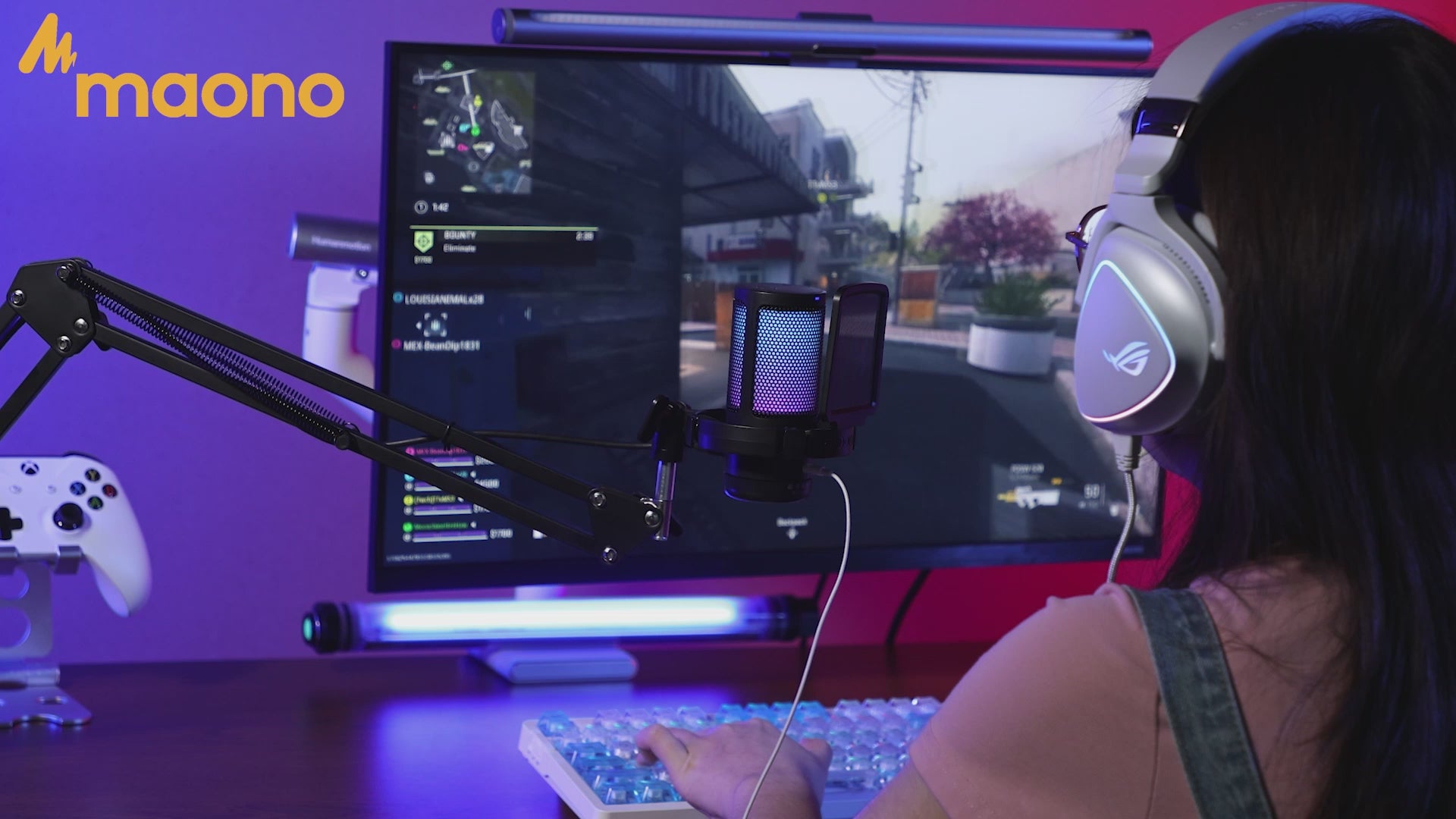 USB Condenser Microphone with Adjustable RGB Lighting for Streaming and Gaming