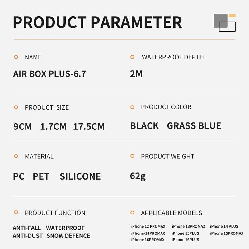 Premium iPhone case with fall arrest lanyard and cleaning cloth, designed for extreme environments.