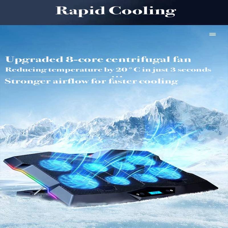 High-Performance Laptop Stand with 8 Cooling Fans for 15.6" Laptops
