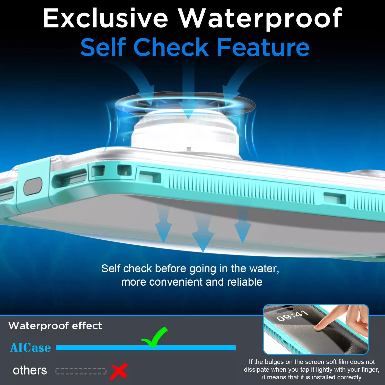 Universal Waterproof Case for Smartphones with Facial Recognition and Screen Protector Compatibility