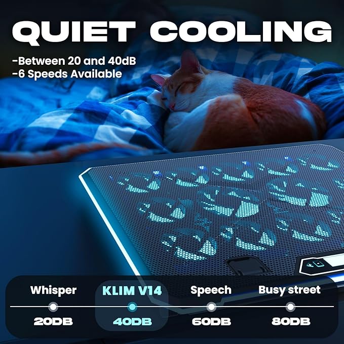 RGB Laptop Cooling Pad for Gamers with Customizable Lighting and 14 Fans