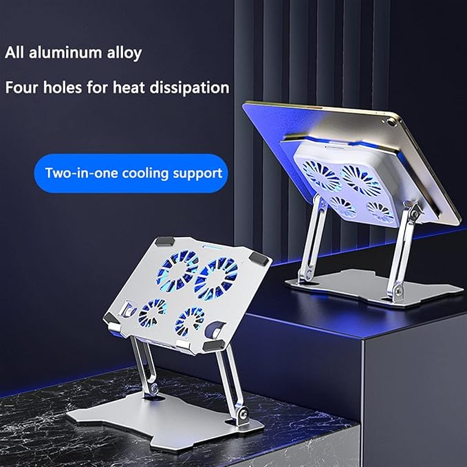 Adjustable Aluminum Laptop Cooling Pad with 4 High-Speed Fans