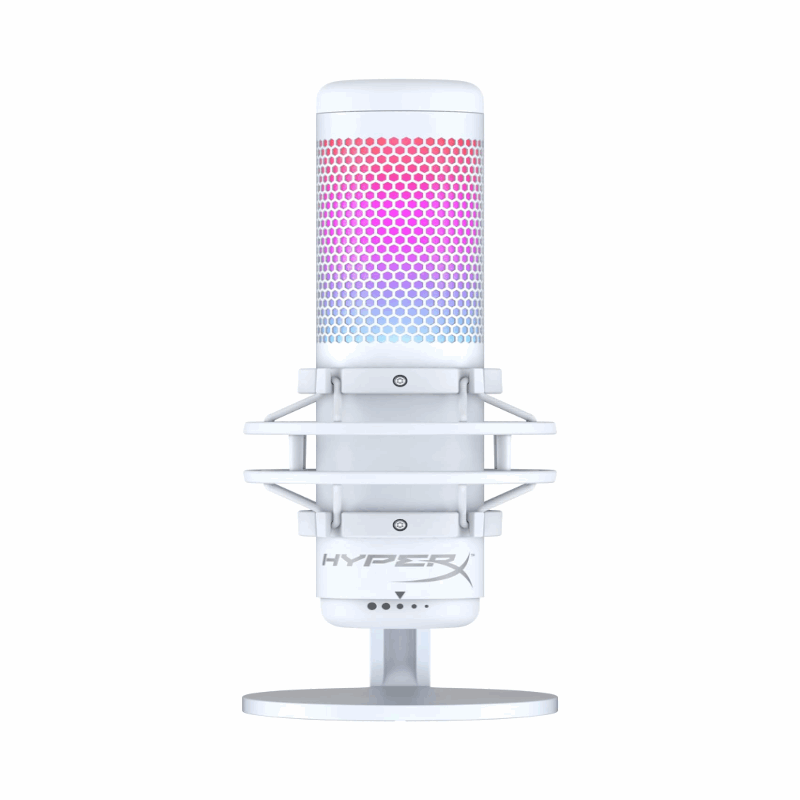 White  HyperX QuadCast S RGB USB Microphone with Shock Mount | Streaming/Gaming/Podcasts - BeezSpeed